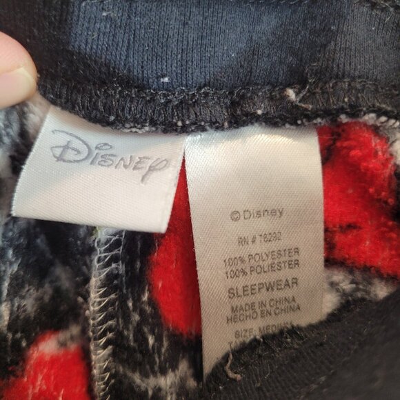 Disney Sweatpants Womens Medium Black Fleece Drawstring Mickey Mouse Pajamas - Picture 4 of 7